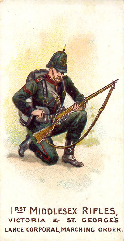 WOODS, Types of Volunteer & Yeomanry, 1rst Middlesex Rifles, artwork by Harry Payne, slight a.c.