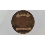 BAINES, ball-shaped cricket card, Well Bowled Heaton, brown, creasing and edge knocks, FR