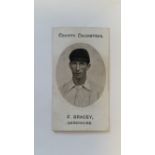 TADDY, County Cricketers, F. Bracey (Derbyshire), Imperial back, some staining, about G