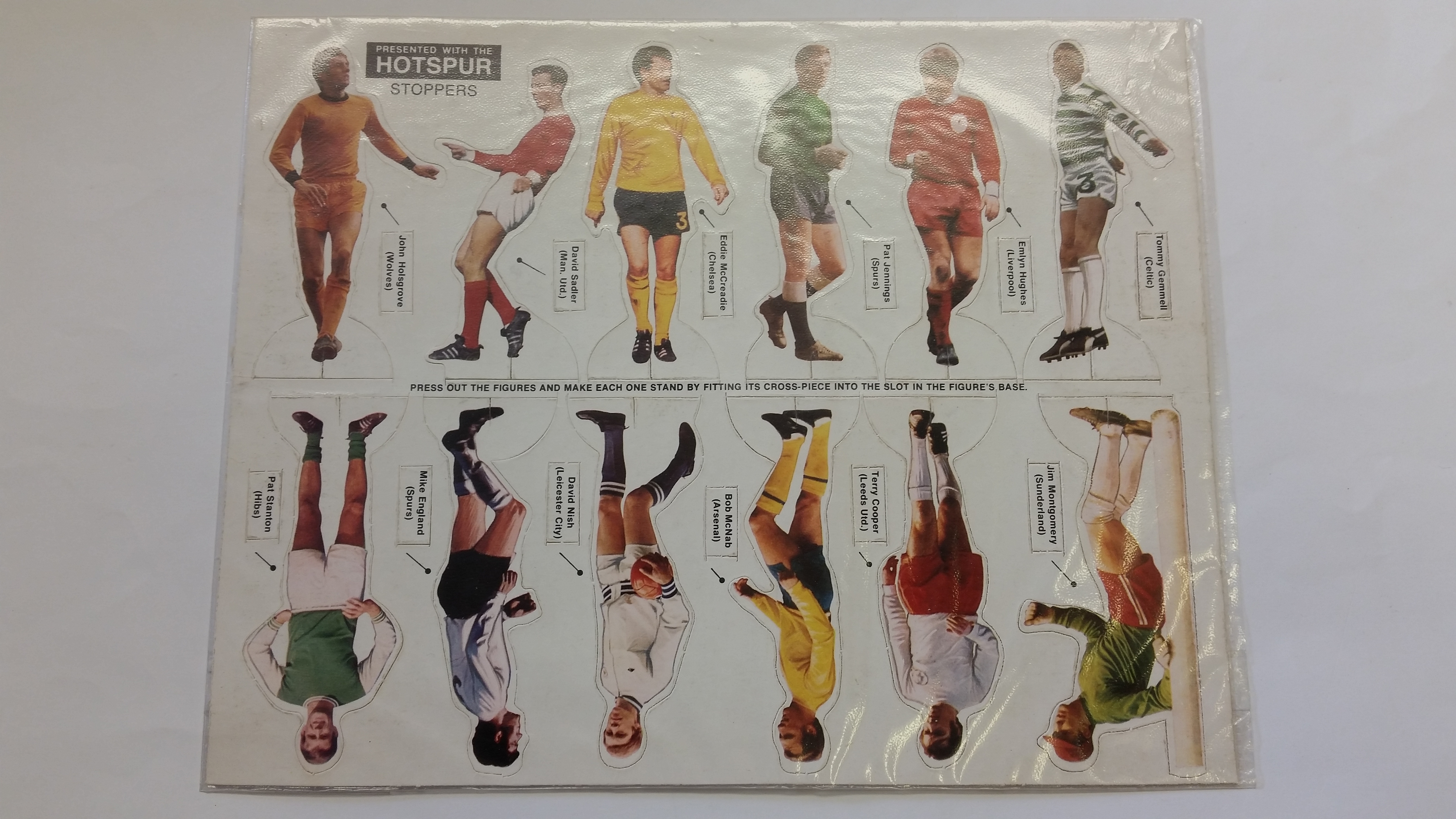THOMSON, uncut sheet of Footballers (self-standing), Stoppers, issued with Hotspur, VG