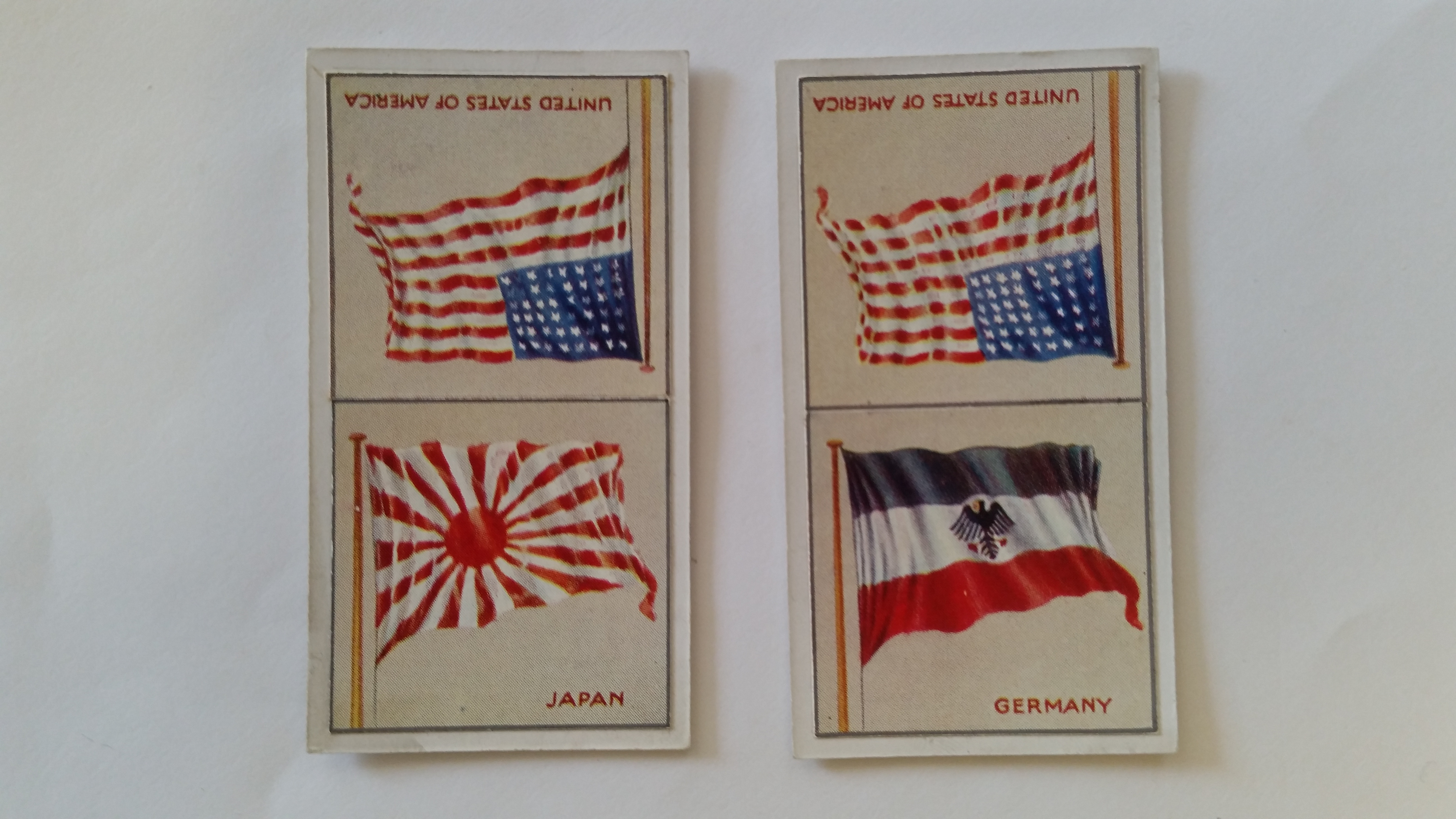 CARRERAS, Flag Dominoes, USA/Germany & USA/Japan, EX, 2