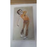 GOLF, colour print, Heroes of Sport, Tony Jacklin, issued by Venorlandus, artwork by Tim Holder, 8.5