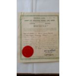 FOOTBALL, Cardiff City share certificate for Herbert Henry Merrett, dated 8th Feb 1940, Merrett
