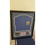 FOOTBALL, signed blue replica shirt by Bobby Charlton, blue issue for 1968 European Cup final,