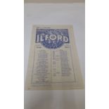 FOOTBALL, Ilford home programme, v Essex Cricket Club, 21st Sept 1950, for Sonny Avery (Essex)