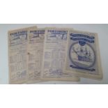 FOOTBALL, Portsmouth home programmes, v Sunderland 1946/7, 1947/8 & 1949/50, 1955/6; 1951/2 (3),