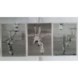 CRICKET, press photos, Australia v England, 1958/9, showing Willie Watson ct Grout off Lindwall,