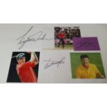 GOLF, signed cards, inc. Tiger Woods, Like Donald & Miguel Angel Jimenez, each with colour glossy