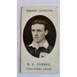 TADDY, Prominent Footballers (rugby), Forbes (Irish RU), Grapnel back, VG