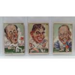 SWEETACRE, Cricketers (1938), Nos. 4, 5, 7, 9, 11, 14, 17 & 18 (Australia), caricatures, creased (