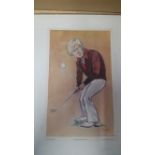 GOLF, colour print, Heroes of Sport, Jack Nicklaus, issued by Venorlandus, artwork by Tim Holder,