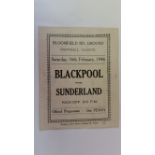 FOOTBALL, programme, Blackpool v Sunderland, 16th Feb 1946, score to field of play, VG