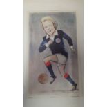 FOOTBALL, colour print, Heroes of Sport, Dennis Law (Scotland), issued by Venorlandus, artwork by