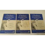 FOOTBALL, Chelsea home programmes, 1950/1, v Derby County, Charlton Burnley, scuffing to spine (