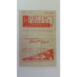 FOOTBALL, programme, Nottingham Forest v Southampton, 29th Sept 1945, folds, about G