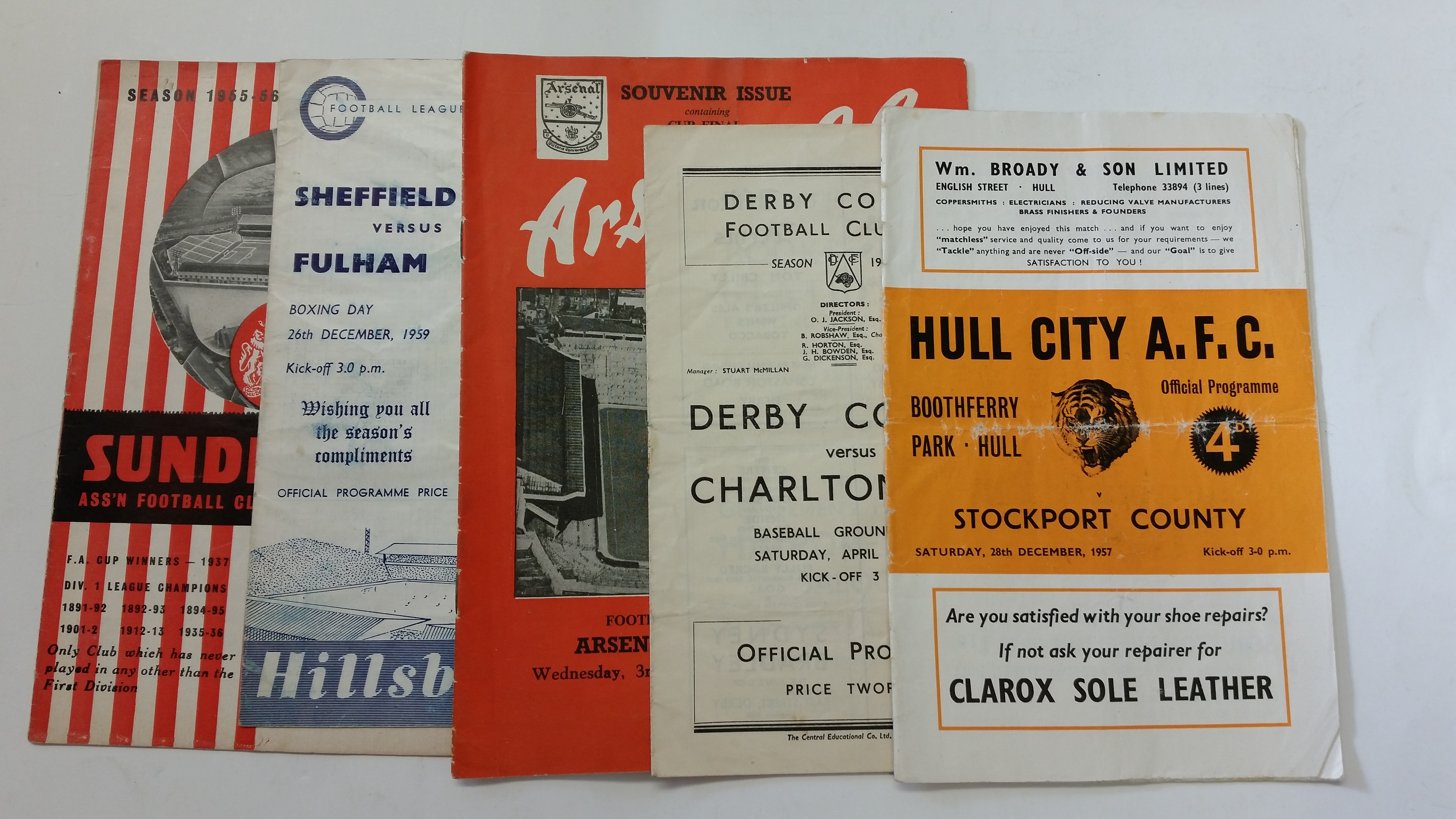 FOOTBALL, programmes, 1950s selection, inc. Chelsea, Cardiff, QPR, Arsenal, Sheffield United, Derby,