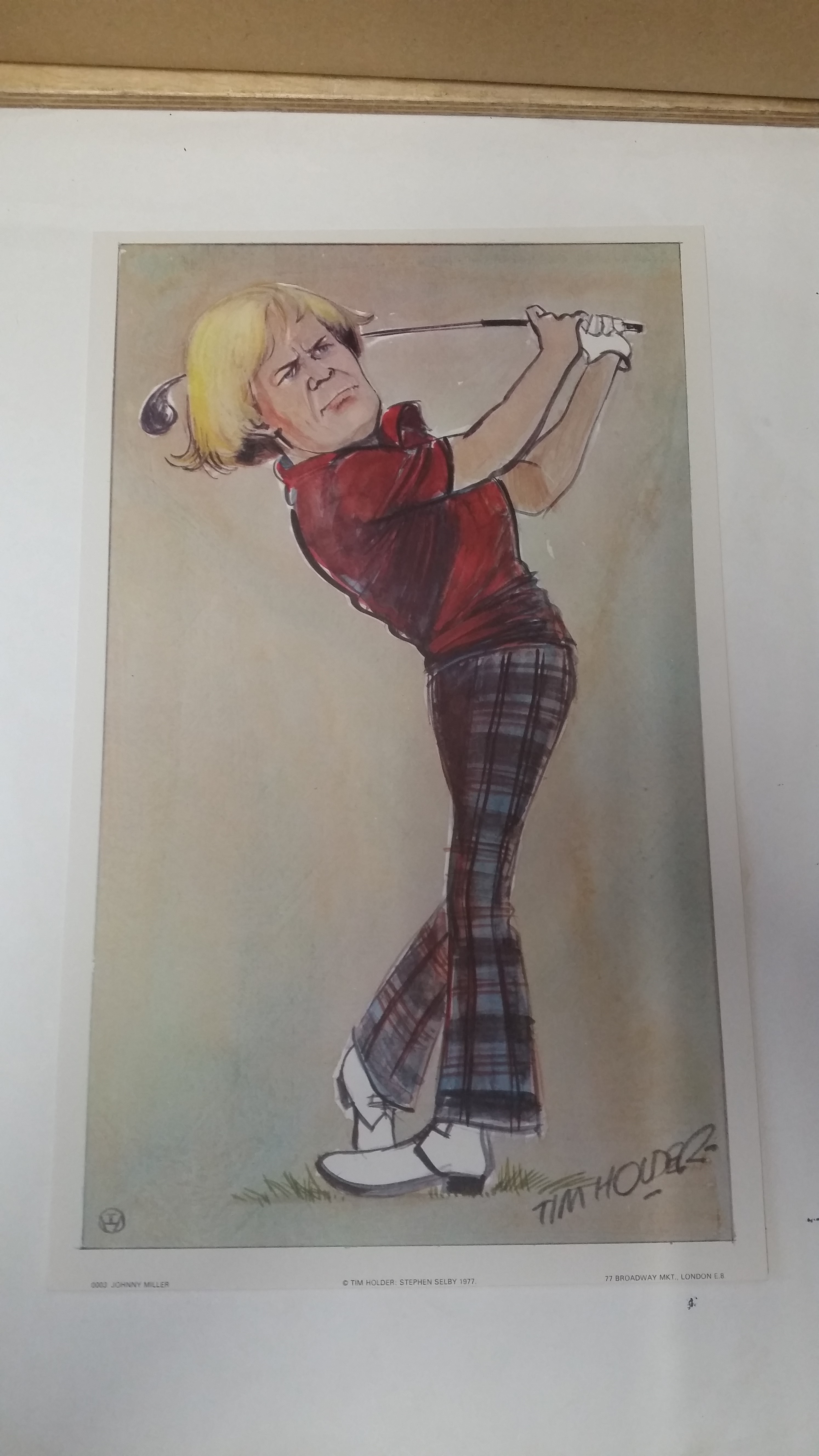 GOLF, colour print, Heroes of Sport, Johnny Miller, issued by Venorlandus, artwork by Tim Holder,