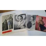 ENTERTAINMENT, signed pages removed from magazines, inc. Ursula Andress, Marion Ryan, Virginia Mayo,