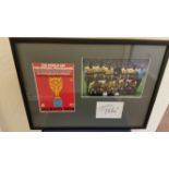 FOOTBALL, signed white card by Pele, overmounted with colour Brazil team photo & cover of