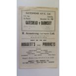 FOOTBALL, programme, Gateshead v Barnsley, 5th Nov 1960, FAC, slight scuffing to top edge, G