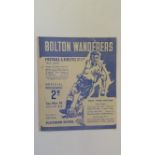 FOOTBALL, programme, Bolton v Blackburn Rovers, 20th March 1948, VG