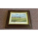 CRICKET, signed colour print by Richard Hadlee, Trent Bridge by Designs on Sport, framed & glazed,