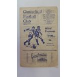 FOOTBALL, Chesterfield home programme, v Sunderland, 22nd Sept 1945, creased, about G