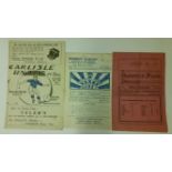 FOOTBALL, programme, Carlisle United reserve programmes, v Sunderland, 1947/8, 1948/9 & 1951/2, G to