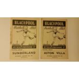 FOOTBALL, programme, Blackpool home programmes, 1948/9, v Aston Villa, Huddersfield & Sunderland (