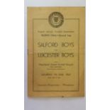 FOOTBALL, programme for 1947 Schools Trophy final (2nd leg), Salford Boys v Leicester Boys, played