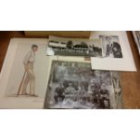 CRICKET, Kent, selection of photos, sketches, pages removed from magazines etc., inc. Doug Wright (