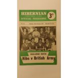 FOOTBALL, programme, Hibernian v British Army, 10th Feb 1958, VG