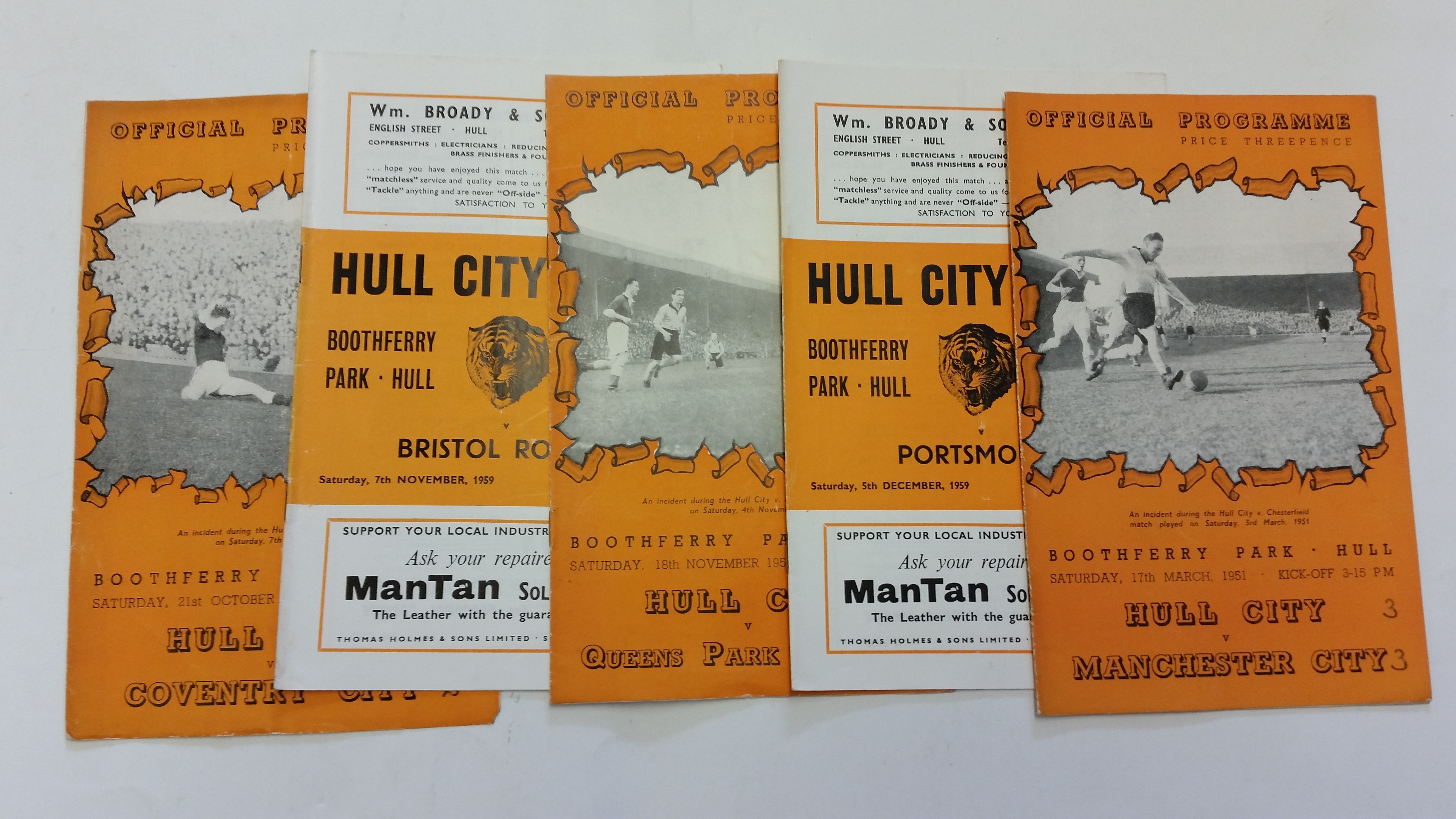 FOOTBALL, Hull City home programmes, inc. 1950/1 (11), 1951/2 (12), 1952/3 (10), 1953/4 (9), 1954/