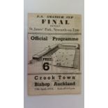 FOOTBALL, programme, Crook Town v Bishop Auckland, 19th April 1954, Amateur Cup Final replay, played