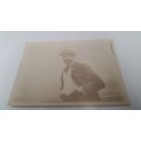 CRICKET, original sepia photograph (4.25 x 3.25), unknown test cricketer wearing straw boater with