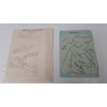 FOOTBALL, Sheffield Wednesday signed album pages, 1939 (six signatures), Ashley, Fellows; 1960s (