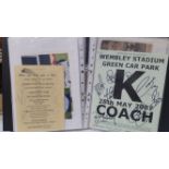 FOOTBALL, signed newspaper and magazine cuttings, photos etc., inc. Alan Hodgkinson, Johnny Carey,