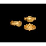 Post Medieval Gold Clasped Hands Ring with Heart