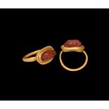 Greek Boar Gemstone in Gold Ring