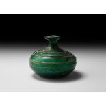 Roman Emerald Green Glass Bottle with Trails