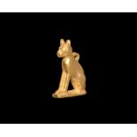 Egyptian Gold Seated Cat Amulet