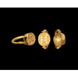 Phoenician Gold Swivel Ring with Scarab