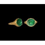 Tudor Period Gold Ring with Large Table-Cut Emerald