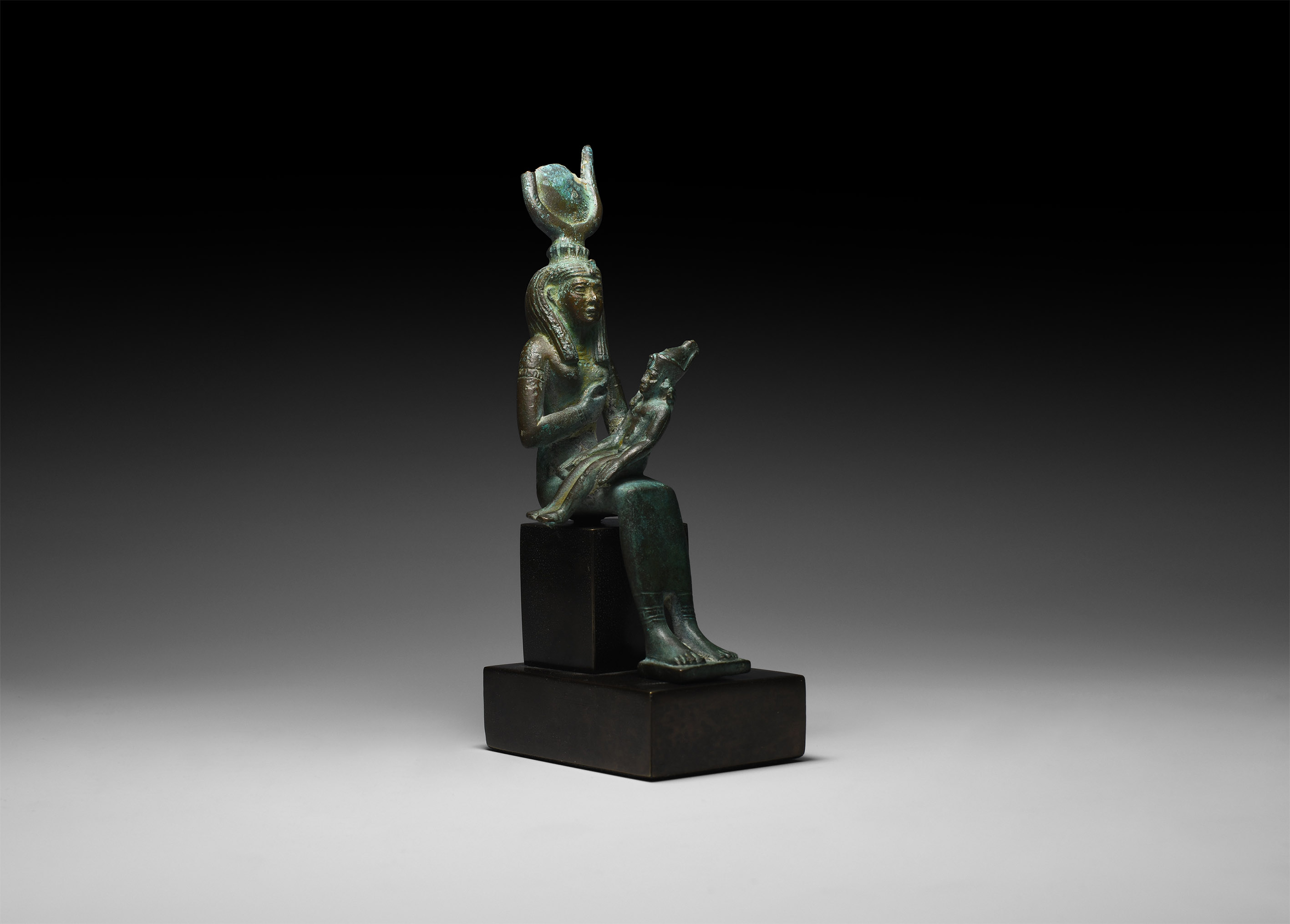 Egyptian Seated Isis and Horus Statuette