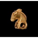 Western Asiatic Achaemenid Gold Horse Head Finial