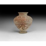 Western Asiatic Jar with Red Linear Design