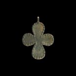 Byzantine Inscribed Lobe Cross Pendant