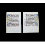 Medieval French Book of Hours Manuscript Leaf