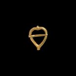 Post Medieval Gilt Silver Heart-Shaped Ring Brooch