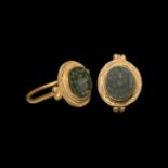 Roman Gold Ring with Eagle Gemstone
